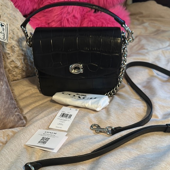 Coach Handbags - Coach Black Croc-Embossed Leather Bag